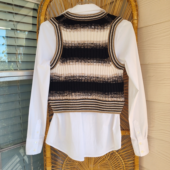 🌸 Veronica Beard Spear Striped Wool Mixed-Media Sweater XS - Picture 6 of 6